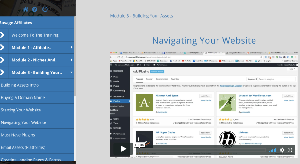 Savage Affiliates module 3 Building Your Asset