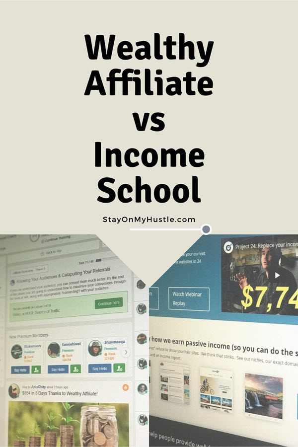 Wealthy Affiliate vs Income School -Pinterest graphic