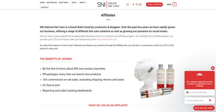 SNI Hair Care Affiliate Program
